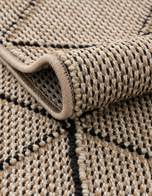 Khaki 7' 10 x 7' 10 Symphony Outdoor Square Area Rug Weather Resistant for Patio, Deck, Terrace, Balcony, Porch Durable Outside Carpet for Sale at Rug Engine