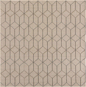 Khaki 7' 10 x 7' 10 Symphony Outdoor Square Area Rug Weather Resistant for Patio, Deck, Terrace, Balcony, Porch Durable Outside Carpet for Sale at Rug Engine