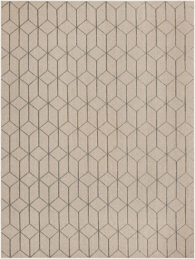 Khaki 9' x 12' Symphony Outdoor Rectangle Area Rug Weather Resistant for Patio, Deck, Terrace, Balcony, Porch Durable Outside Carpet for Sale at Rug Engine