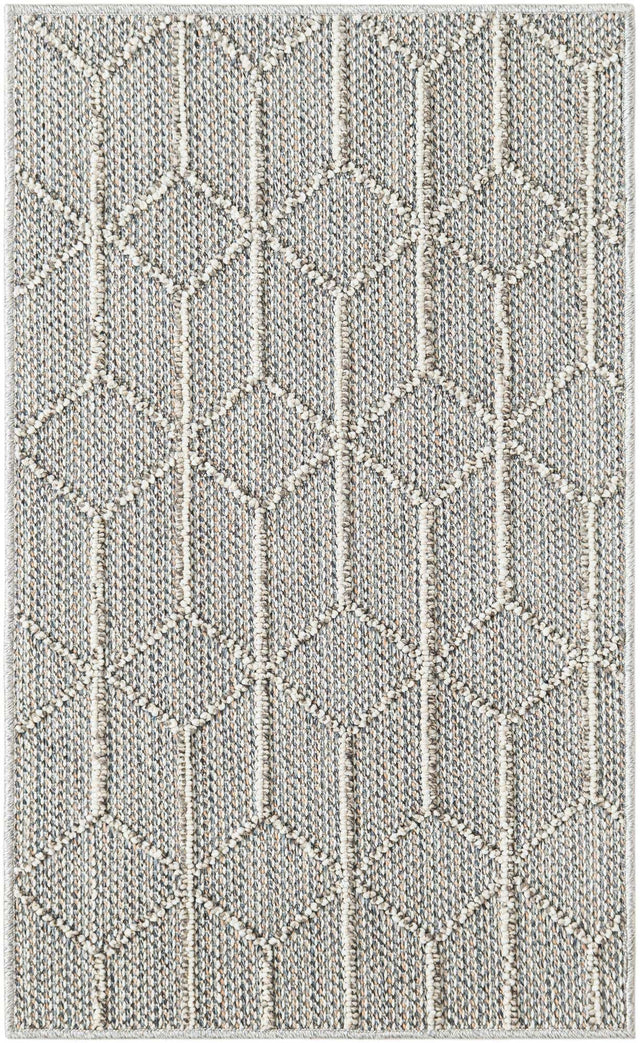 Light Gray 2' x 3' 1 Symphony Outdoor Rectangle Area Rug Weather Resistant for Patio, Deck, Terrace, Balcony, Porch Durable Outside Carpet for Sale at Rug Engine