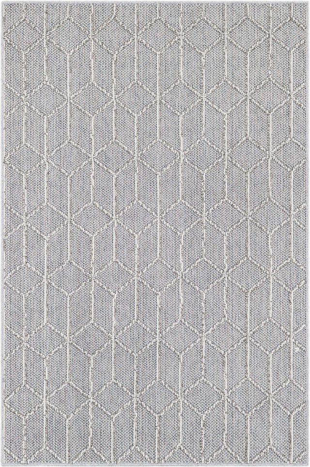 Light Gray 4' 1 x 6' 1 Symphony Outdoor Rectangle Area Rug Weather Resistant for Patio, Deck, Terrace, Balcony, Porch Durable Outside Carpet for Sale at Rug Engine