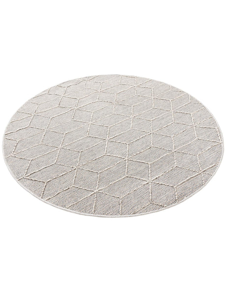 Light Gray 5' 3 x 5' 3 Symphony Outdoor Round Area Rug Weather Resistant for Patio, Deck, Terrace, Balcony, Porch Durable Outside Carpet for Sale at Rug Engine