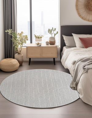 Light Gray 5' 3 x 5' 3 Symphony Outdoor Round Area Rug Weather Resistant for Patio, Deck, Terrace, Balcony, Porch Durable Outside Carpet for Sale at Rug Engine