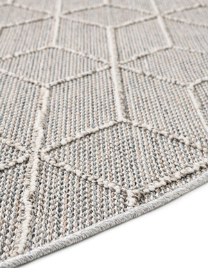 Light Gray 5' 3 x 5' 3 Symphony Outdoor Round Area Rug Weather Resistant for Patio, Deck, Terrace, Balcony, Porch Durable Outside Carpet for Sale at Rug Engine