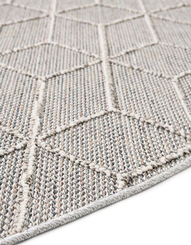 Light Gray 5' 3 x 5' 3 Symphony Outdoor Round Area Rug Weather Resistant for Patio, Deck, Terrace, Balcony, Porch Durable Outside Carpet for Sale at Rug Engine