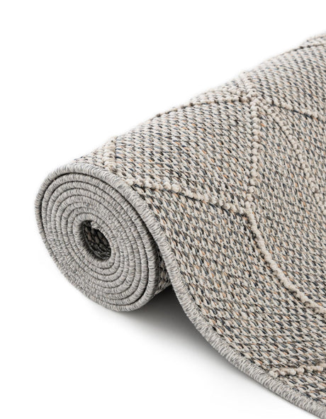 Light Gray 5' 3 x 5' 3 Symphony Outdoor Round Area Rug Weather Resistant for Patio, Deck, Terrace, Balcony, Porch Durable Outside Carpet for Sale at Rug Engine