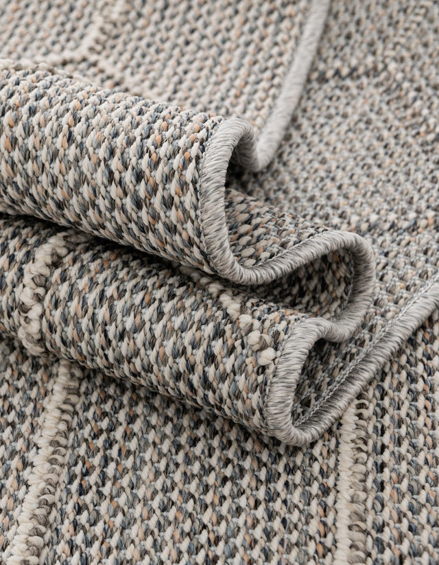Light Gray 5' 3 x 5' 3 Symphony Outdoor Round Area Rug Weather Resistant for Patio, Deck, Terrace, Balcony, Porch Durable Outside Carpet for Sale at Rug Engine