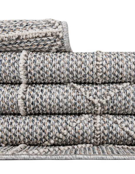 Light Gray 5' 3 x 5' 3 Symphony Outdoor Round Area Rug Weather Resistant for Patio, Deck, Terrace, Balcony, Porch Durable Outside Carpet for Sale at Rug Engine