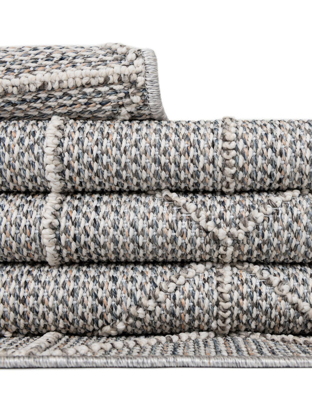 Light Gray 5' 3 x 5' 3 Symphony Outdoor Round Area Rug Weather Resistant for Patio, Deck, Terrace, Balcony, Porch Durable Outside Carpet for Sale at Rug Engine