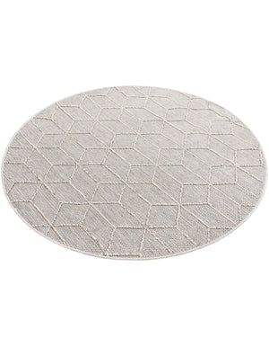 Light Gray 5' 3 x 5' 3 Symphony Outdoor Round Area Rug Weather Resistant for Patio, Deck, Terrace, Balcony, Porch Durable Outside Carpet for Sale at Rug Engine