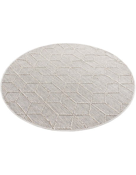 Light Gray 5' 3 x 5' 3 Symphony Outdoor Round Area Rug Weather Resistant for Patio, Deck, Terrace, Balcony, Porch Durable Outside Carpet for Sale at Rug Engine