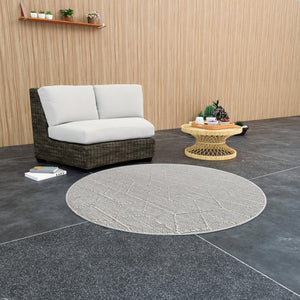 Light Gray 5' 3 x 5' 3 Symphony Outdoor Round Area Rug Weather Resistant for Patio, Deck, Terrace, Balcony, Porch Durable Outside Carpet for Sale at Rug Engine