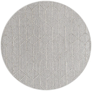 Light Gray 5' 3 x 5' 3 Symphony Outdoor Round Area Rug Weather Resistant for Patio, Deck, Terrace, Balcony, Porch Durable Outside Carpet for Sale at Rug Engine