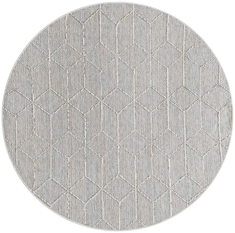 Light Gray 5' 3 x 5' 3 Symphony Outdoor Round Area Rug Weather Resistant for Patio, Deck, Terrace, Balcony, Porch Durable Outside Carpet for Sale at Rug Engine
