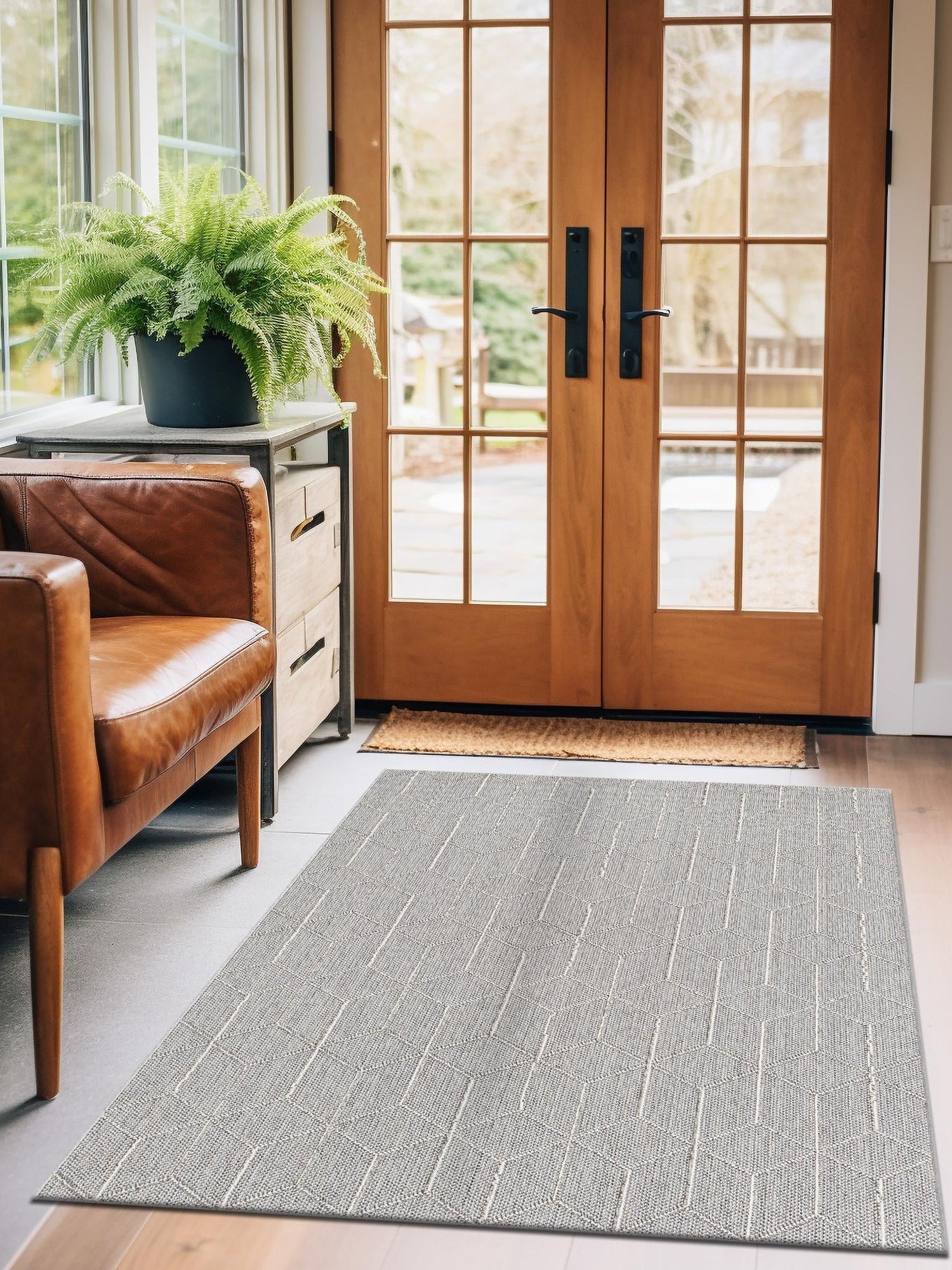 Light Gray 2' x 3' 1 Symphony Outdoor Rectangle Area Rug Weather Resistant for Patio, Deck, Terrace, Balcony, Porch Durable Outside Carpet for Sale at Rug Engine