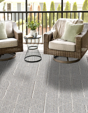 Light Gray 7' 10 x 10' Symphony Outdoor Rectangle Area Rug Weather Resistant for Patio, Deck, Terrace, Balcony, Porch Durable Outside Carpet for Sale at Rug Engine
