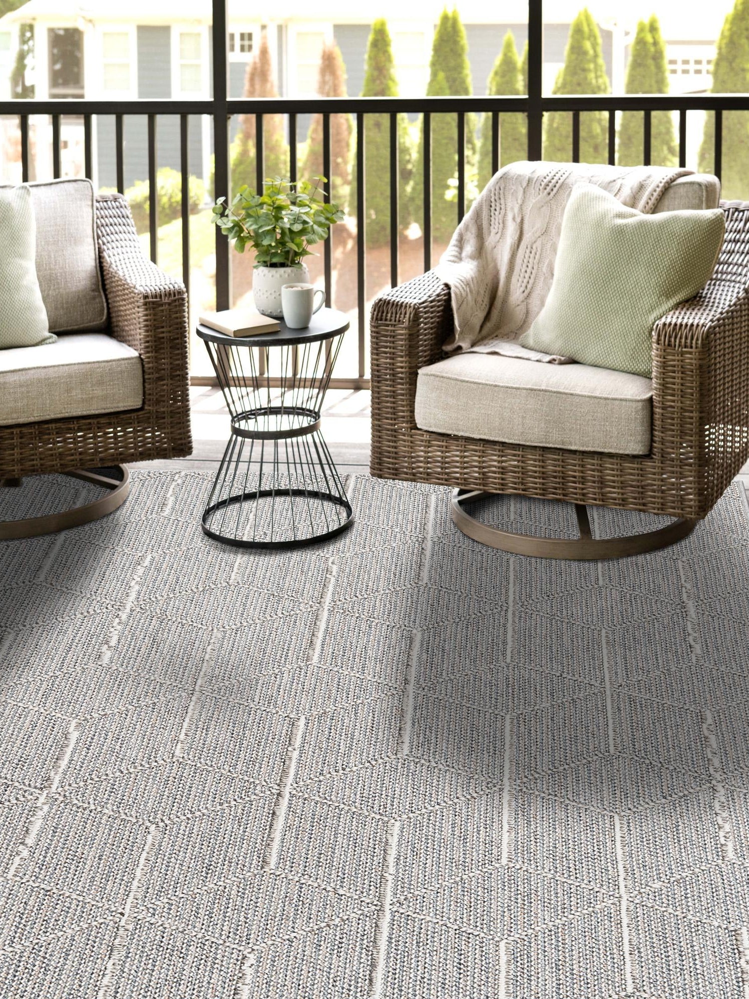 Light Gray 4' 1 x 6' 1 Symphony Outdoor Rectangle Area Rug Weather Resistant for Patio, Deck, Terrace, Balcony, Porch Durable Outside Carpet for Sale at Rug Engine