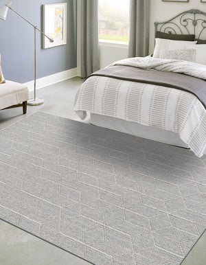 Light Gray 4' 1 x 6' 1 Symphony Outdoor Rectangle Area Rug Weather Resistant for Patio, Deck, Terrace, Balcony, Porch Durable Outside Carpet for Sale at Rug Engine