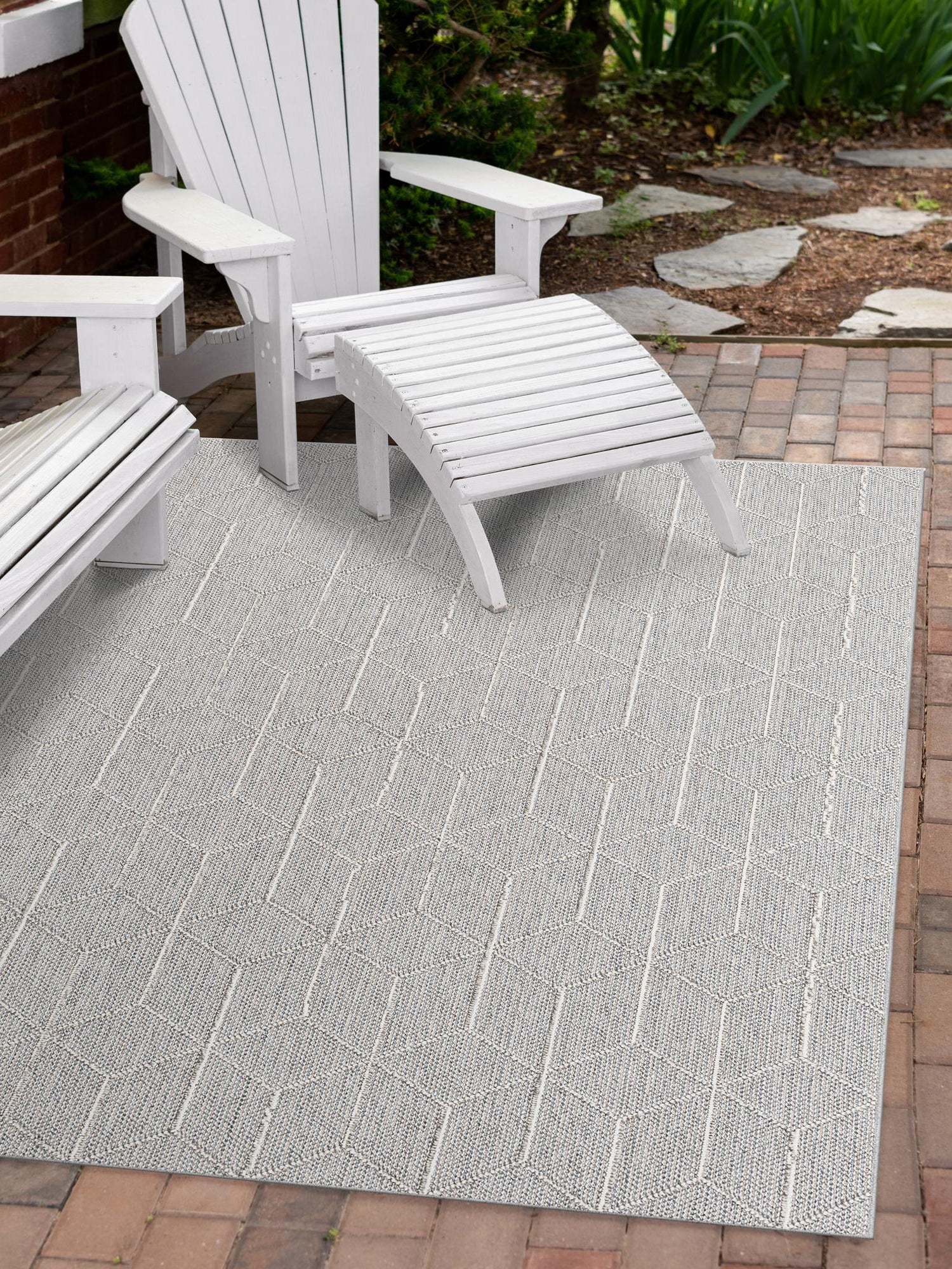 Light Gray 7' 10 x 10' Symphony Outdoor Rectangle Area Rug Weather Resistant for Patio, Deck, Terrace, Balcony, Porch Durable Outside Carpet for Sale at Rug Engine