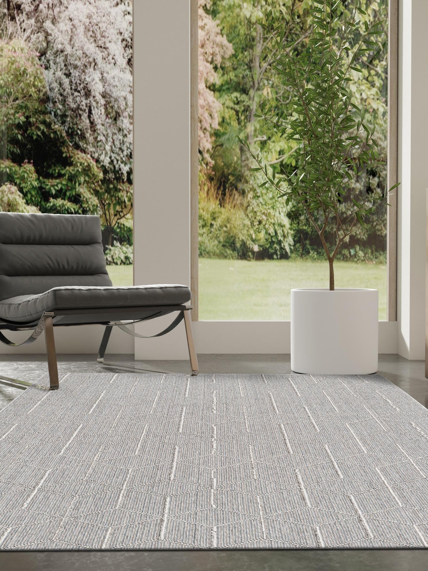 Light Gray 7' 10 x 10' Symphony Outdoor Rectangle Area Rug Weather Resistant for Patio, Deck, Terrace, Balcony, Porch Durable Outside Carpet for Sale at Rug Engine