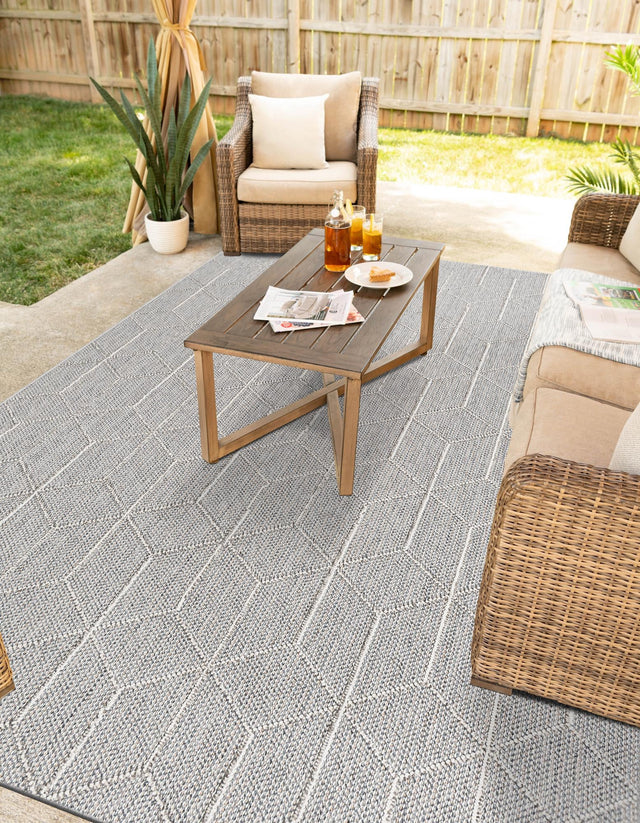 Light Gray 9' x 12' Symphony Outdoor Rectangle Area Rug Weather Resistant for Patio, Deck, Terrace, Balcony, Porch Durable Outside Carpet for Sale at Rug Engine