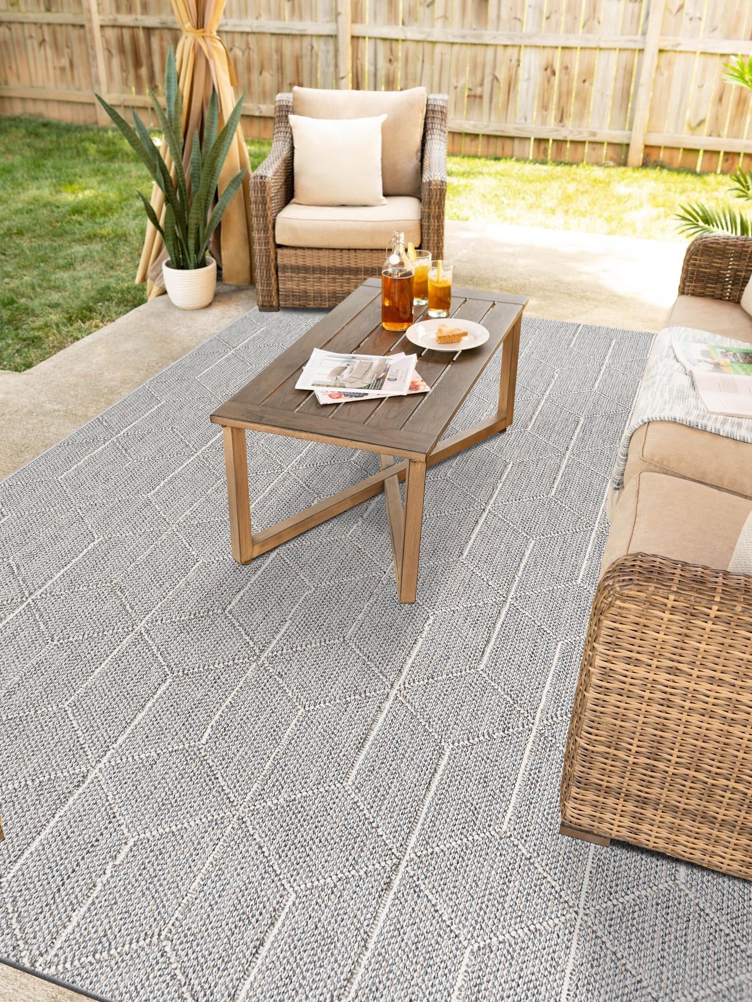 Light Gray 2' x 3' 1 Symphony Outdoor Rectangle Area Rug Weather Resistant for Patio, Deck, Terrace, Balcony, Porch Durable Outside Carpet for Sale at Rug Engine