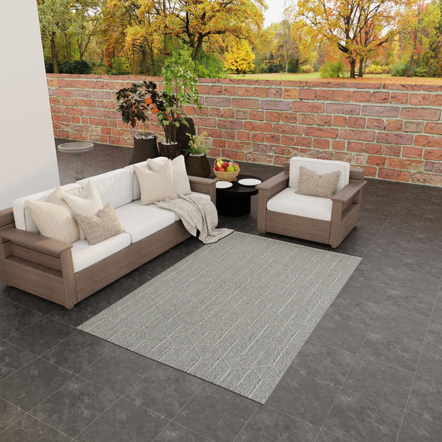 Light Gray 9' x 12' Symphony Outdoor Rectangle Area Rug Weather Resistant for Patio, Deck, Terrace, Balcony, Porch Durable Outside Carpet for Sale at Rug Engine