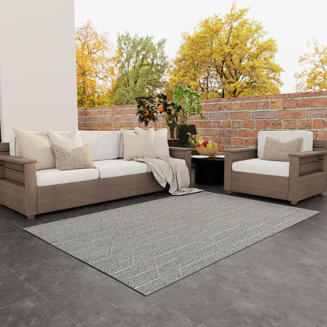Light Gray 9' x 12' Symphony Outdoor Rectangle Area Rug Weather Resistant for Patio, Deck, Terrace, Balcony, Porch Durable Outside Carpet for Sale at Rug Engine