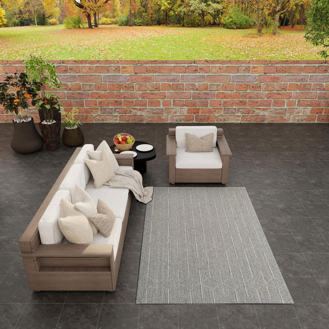 Light Gray 9' x 12' Symphony Outdoor Rectangle Area Rug Weather Resistant for Patio, Deck, Terrace, Balcony, Porch Durable Outside Carpet for Sale at Rug Engine