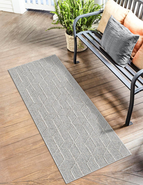 Light Gray 2' x 6' 1 Symphony Outdoor Runner Area Rug Weather Resistant for Patio, Deck, Terrace, Balcony, Porch Durable Outside Carpet for Sale at Rug Engine
