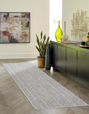 Light Gray 2' x 6' 1 Symphony Outdoor Runner Area Rug Weather Resistant for Patio, Deck, Terrace, Balcony, Porch Durable Outside Carpet for Sale at Rug Engine
