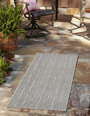 Light Gray 2' x 6' 1 Symphony Outdoor Runner Area Rug Weather Resistant for Patio, Deck, Terrace, Balcony, Porch Durable Outside Carpet for Sale at Rug Engine