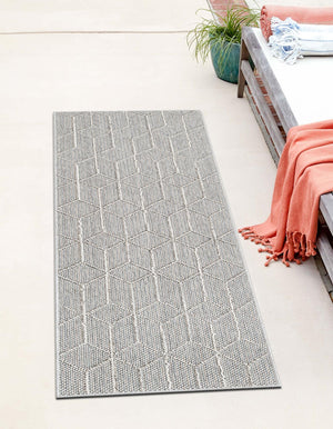 Light Gray 2' x 6' 1 Symphony Outdoor Runner Area Rug Weather Resistant for Patio, Deck, Terrace, Balcony, Porch Durable Outside Carpet for Sale at Rug Engine