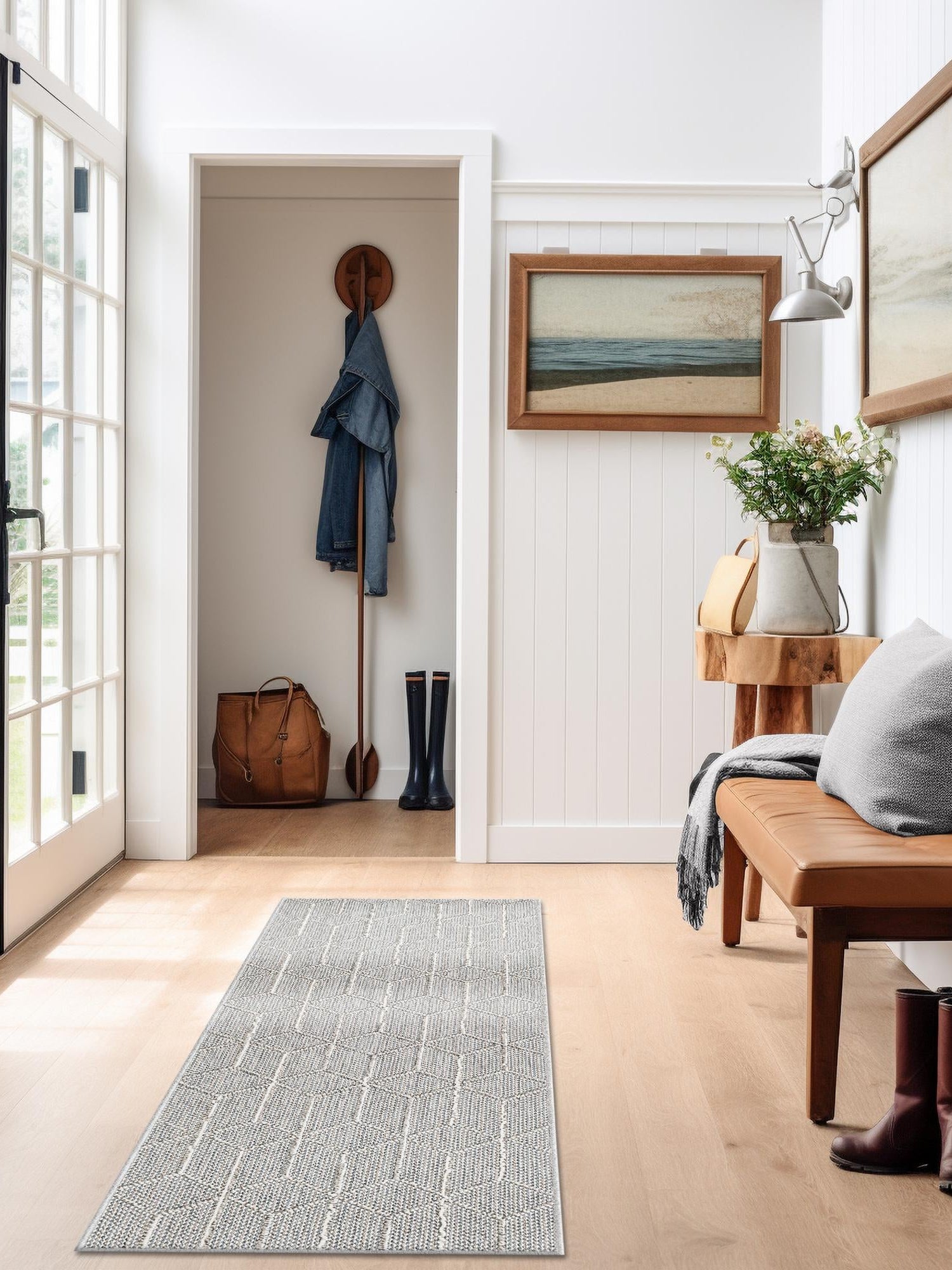 Light Gray 2' x 8' Symphony Outdoor Runner Area Rug Weather Resistant for Patio, Deck, Terrace, Balcony, Porch Durable Outside Carpet for Sale at Rug Engine