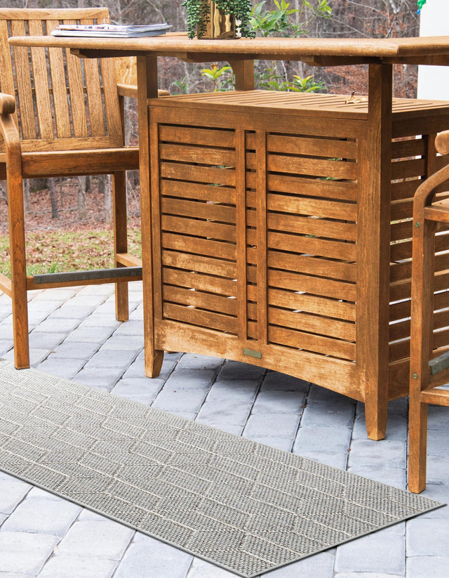 Light Gray 2' x 6' 1 Symphony Outdoor Runner Area Rug Weather Resistant for Patio, Deck, Terrace, Balcony, Porch Durable Outside Carpet for Sale at Rug Engine
