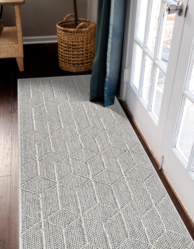 Light Gray 2' x 6' 1 Symphony Outdoor Runner Area Rug Weather Resistant for Patio, Deck, Terrace, Balcony, Porch Durable Outside Carpet for Sale at Rug Engine