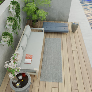 Light Gray 2' x 6' 1 Symphony Outdoor Runner Area Rug Weather Resistant for Patio, Deck, Terrace, Balcony, Porch Durable Outside Carpet for Sale at Rug Engine