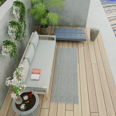 Light Gray 2' x 6' 1 Symphony Outdoor Runner Area Rug Weather Resistant for Patio, Deck, Terrace, Balcony, Porch Durable Outside Carpet for Sale at Rug Engine