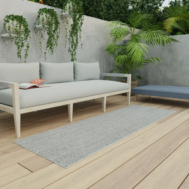 Light Gray 2' x 6' 1 Symphony Outdoor Runner Area Rug Weather Resistant for Patio, Deck, Terrace, Balcony, Porch Durable Outside Carpet for Sale at Rug Engine