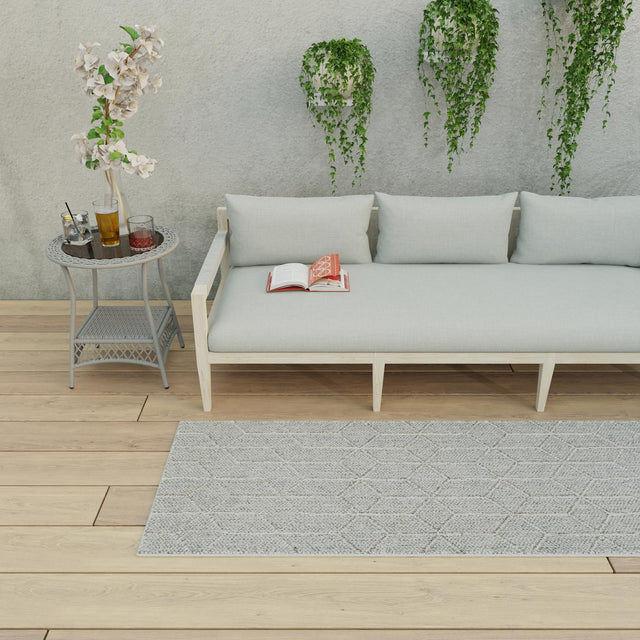 Light Gray 2' x 6' 1 Symphony Outdoor Runner Area Rug Weather Resistant for Patio, Deck, Terrace, Balcony, Porch Durable Outside Carpet for Sale at Rug Engine