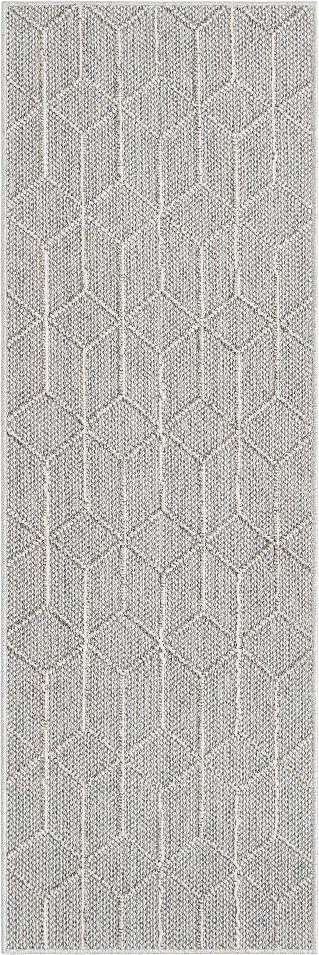 Light Gray 2' x 6' 1 Symphony Outdoor Runner Area Rug Weather Resistant for Patio, Deck, Terrace, Balcony, Porch Durable Outside Carpet for Sale at Rug Engine