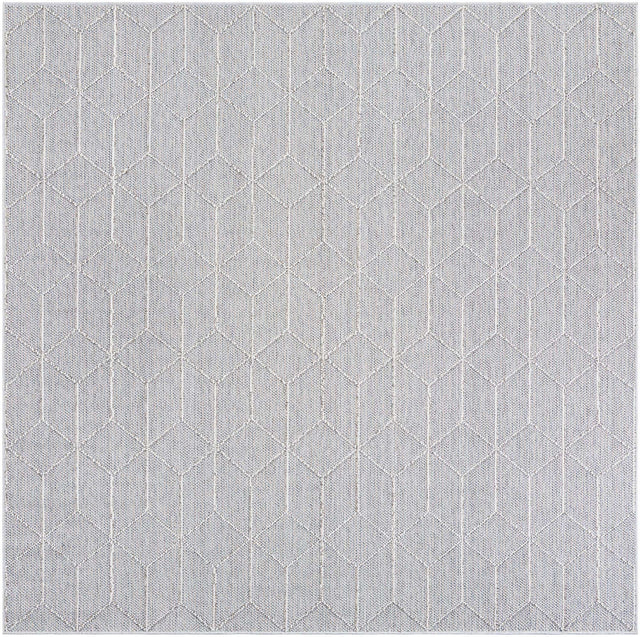 Light Gray 7' 10 x 7' 10 Symphony Outdoor Square Area Rug Weather Resistant for Patio, Deck, Terrace, Balcony, Porch Durable Outside Carpet for Sale at Rug Engine