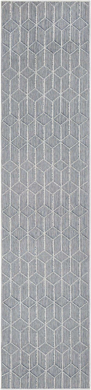 Light Blue 2' 7 x 12' Symphony Outdoor Runner Area Rug Weather Resistant for Patio, Deck, Terrace, Balcony, Porch Durable Outside Carpet for Sale at Rug Engine