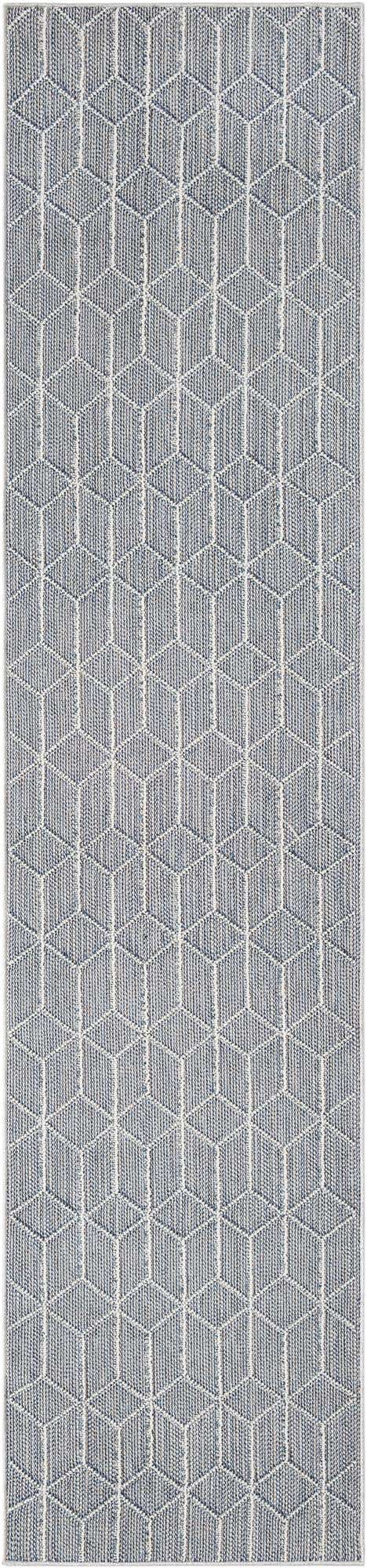 Light Blue 2' 7 x 12' Symphony Outdoor Runner Area Rug Weather Resistant for Patio, Deck, Terrace, Balcony, Porch Durable Outside Carpet for Sale at Rug Engine