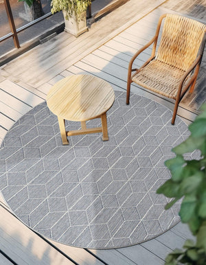 Light Blue 3' 1 x 3' 1 Symphony Outdoor Round Area Rug Weather Resistant for Patio, Deck, Terrace, Balcony, Porch Durable Outside Carpet for Sale at Rug Engine