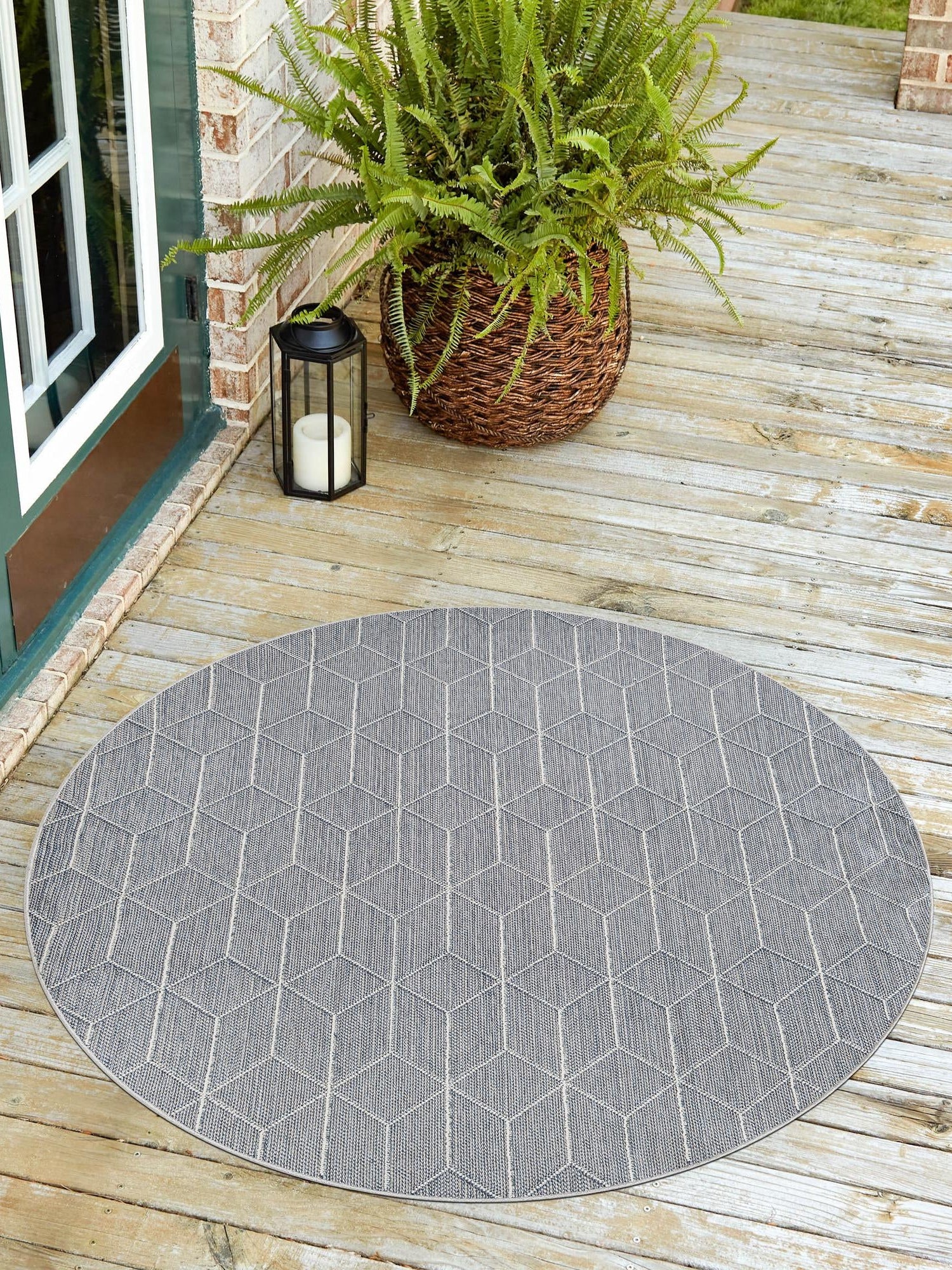 Light Blue 3' 1 x 3' 1 Symphony Outdoor Round Area Rug Weather Resistant for Patio, Deck, Terrace, Balcony, Porch Durable Outside Carpet for Sale at Rug Engine