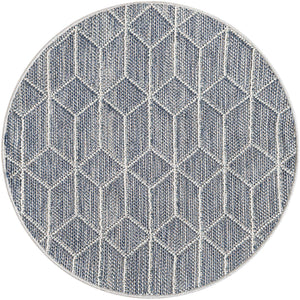 Light Blue 3' 1 x 3' 1 Symphony Outdoor Round Area Rug Weather Resistant for Patio, Deck, Terrace, Balcony, Porch Durable Outside Carpet for Sale at Rug Engine