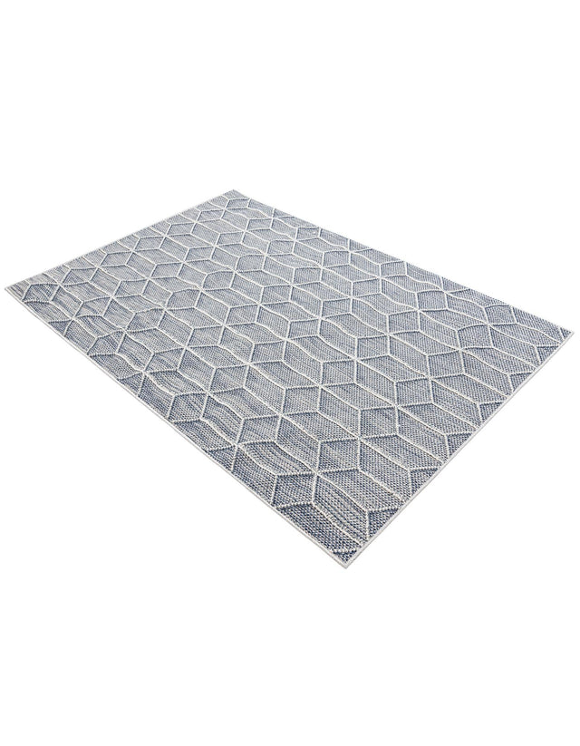Light Blue 4' 1 x 6' 1 Symphony Outdoor Rectangle Area Rug Weather Resistant for Patio, Deck, Terrace, Balcony, Porch Durable Outside Carpet for Sale at Rug Engine