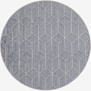 Light Blue 5' 3 x 5' 3 Symphony Outdoor Round Area Rug Weather Resistant for Patio, Deck, Terrace, Balcony, Porch Durable Outside Carpet for Sale at Rug Engine