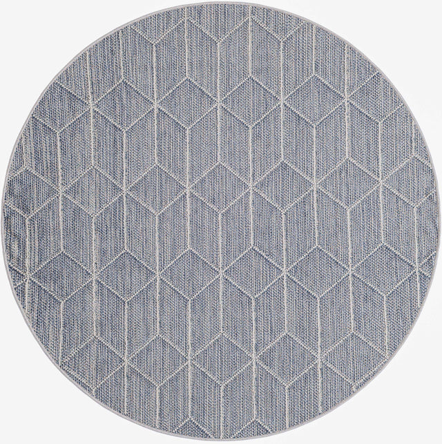 Light Blue 5' 3 x 5' 3 Symphony Outdoor Round Area Rug Weather Resistant for Patio, Deck, Terrace, Balcony, Porch Durable Outside Carpet for Sale at Rug Engine